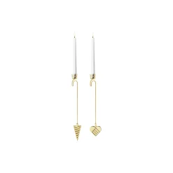 Clearance Georg Jensen 2025 Lysholder Sæt Hjerte & Kræmmerhus, guld