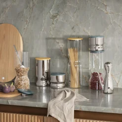 Clearance Georg Jensen ALFREDO opbevaringsdåse medium 1 L, rustfrit stål/gul