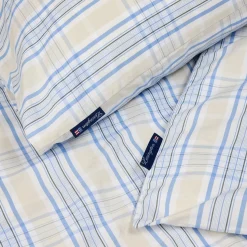 Outlet Lexington Beige/Blue Checked Cotton Poplin Bed Set, beige/white/blue
