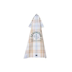 Outlet Lexington Botanical Checked Organic Cotton Kitchen Towel, white/beige/blue