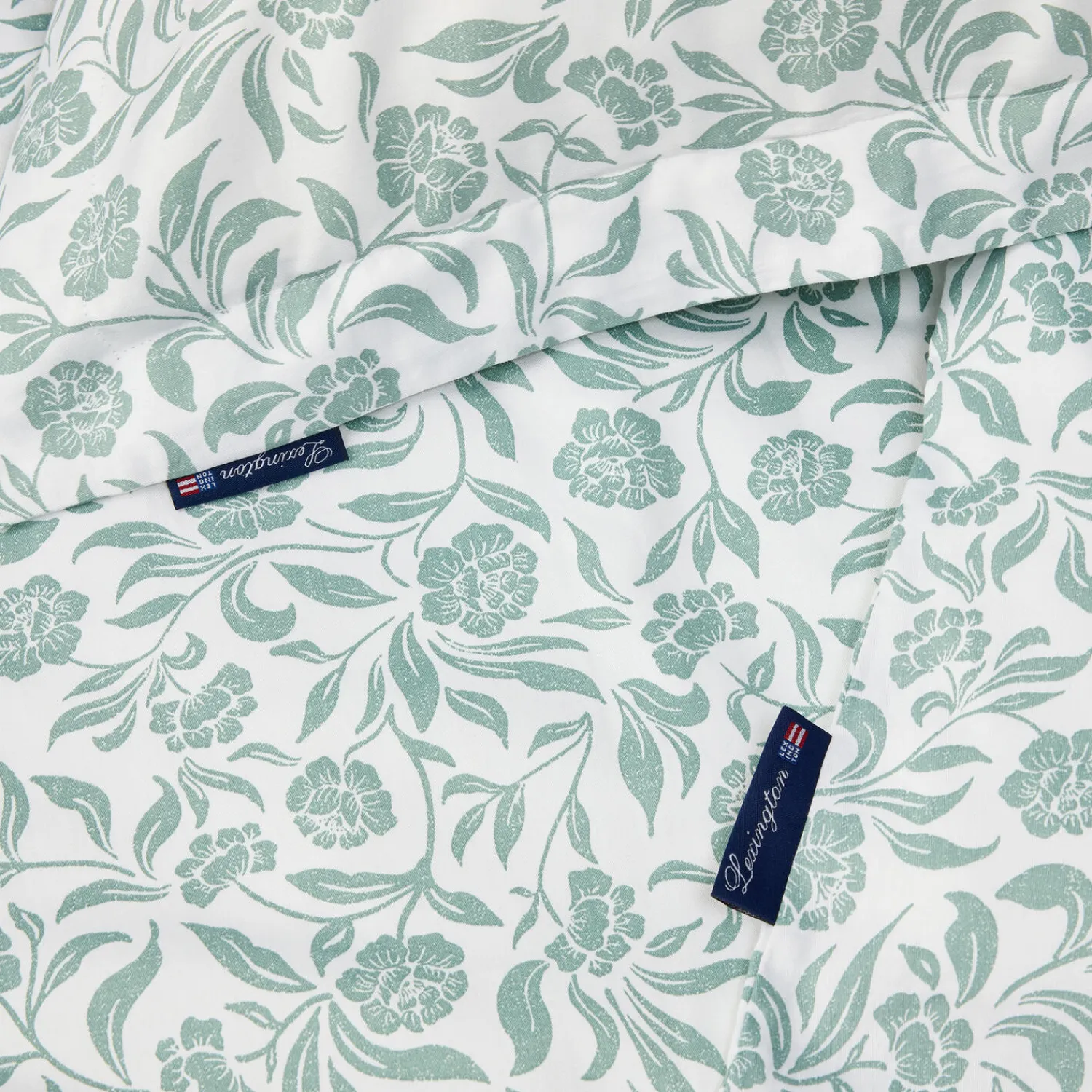Outlet Lexington Flowers Cotton Sateen Bed Set, white/eucalyptus
