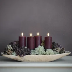 Best Uyuni Lighting Giftbox w. spike, remote, LED pillar candle 4-pack, wine red