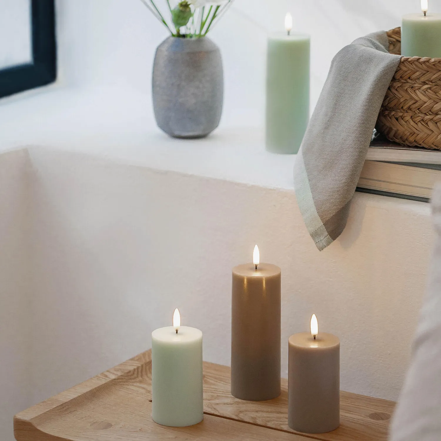 Discount Uyuni Lighting LED Pillar Candle 10 cm, dusty green