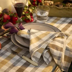 Lexington Bordtekstiler<Linen/Cotton Napkin, olive/white/stone