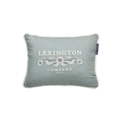 Hot Lexington Logo Linen/Cotton Pillow, eucalyptus/white