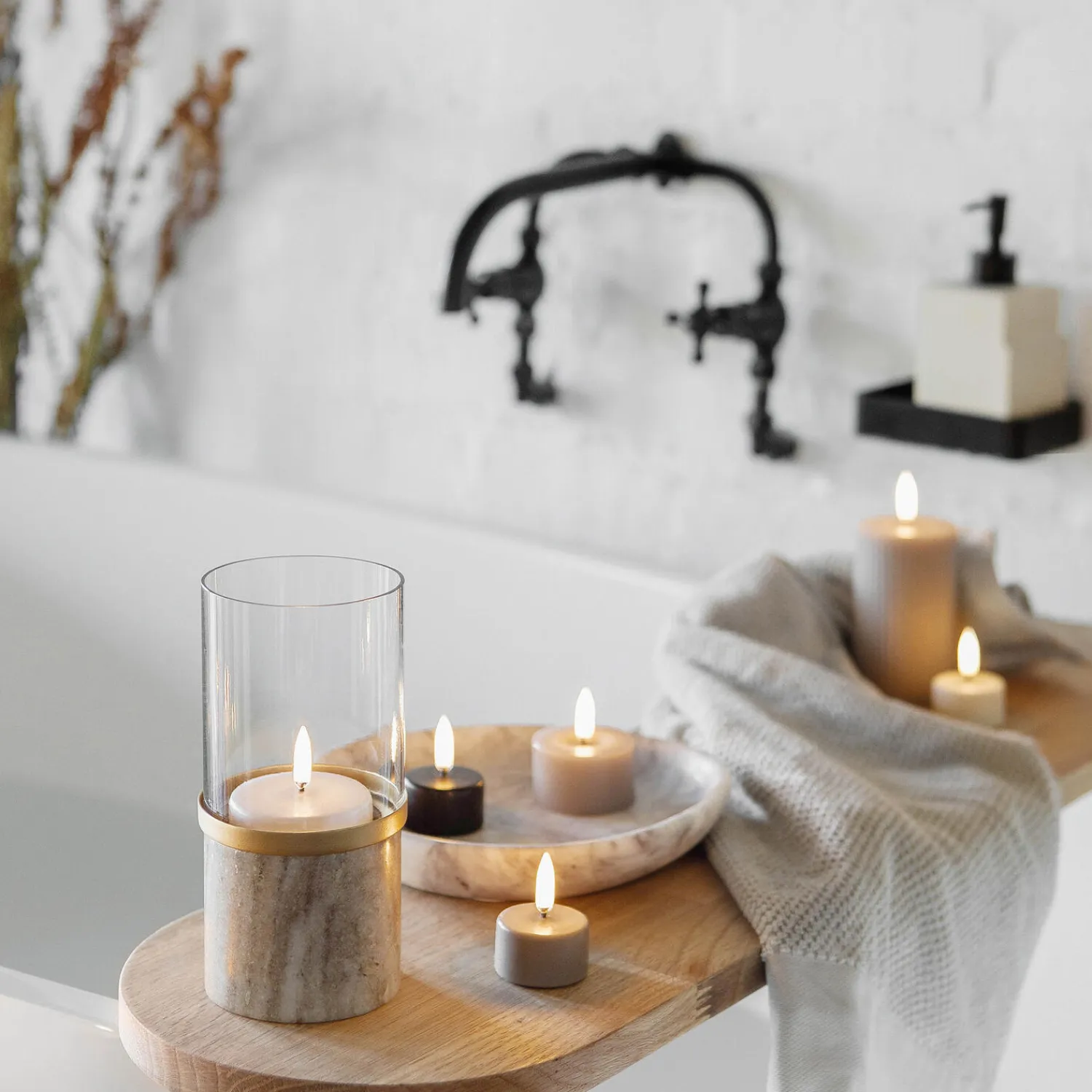 Uyuni Lighting Lysestager<Marble Lantern, desert beige