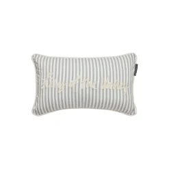 Online Lexington Organic Cotton Oxford Striped Cushion Cover, eucalyptus/white