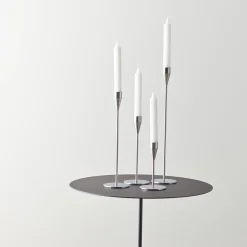 Piet Hein Lysestager<Saturn lysestage 36 cm, rustfri stål b&oslash;rstet stål