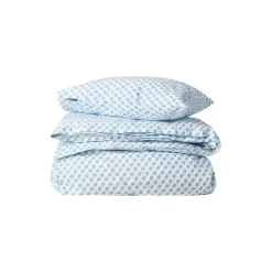 Hot Lexington Sengesæt i bomuldspoplin med hvidt og blåt print af skaller, white/blue
