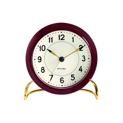 Arne Jacobsen Clocks Ure<Station bordur, bordeaux bordeaux/hvid, bordeaux/hvid, bordeaux/hvid