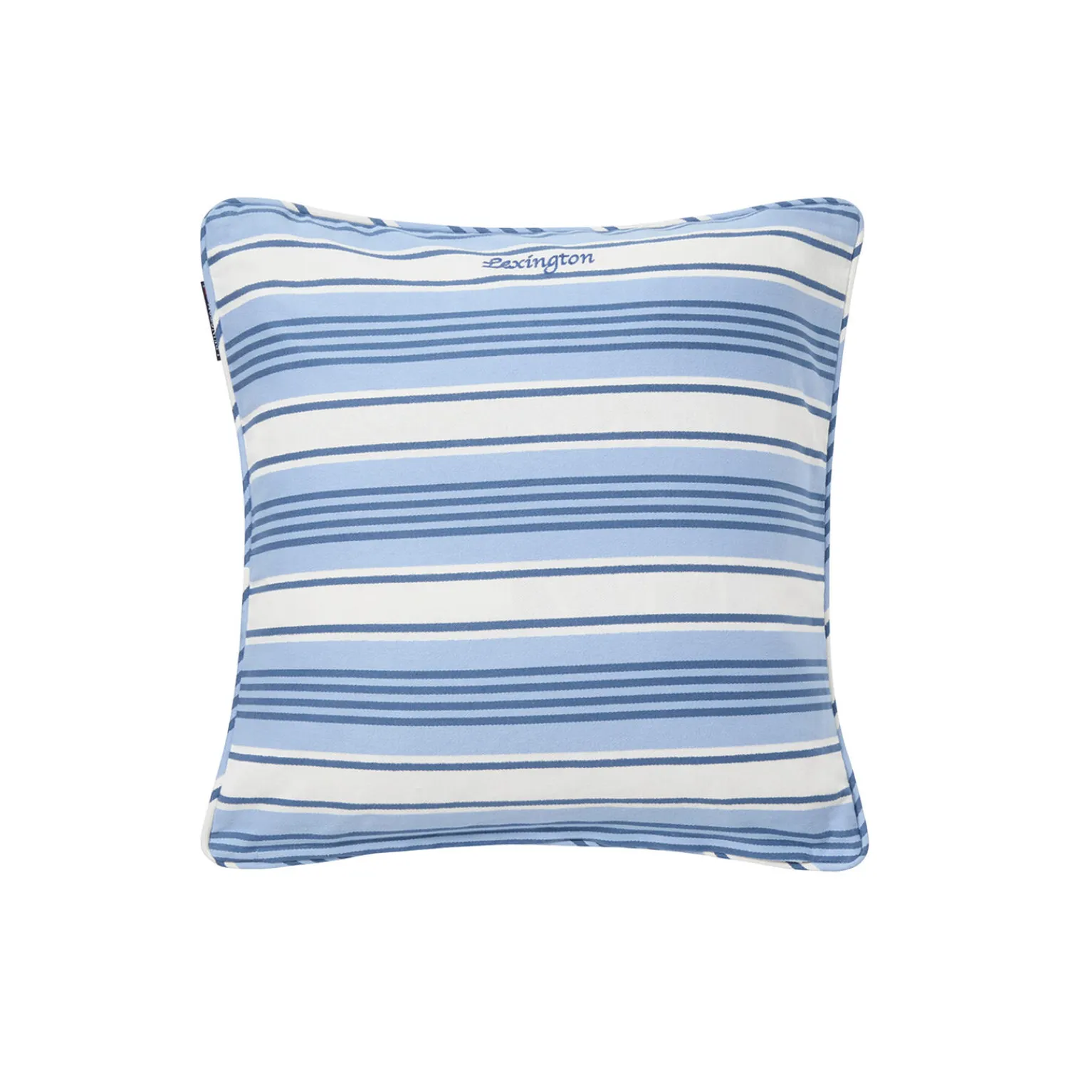 Online Lexington Striped Organic Cotton Twill Cushion Cover, blue/white