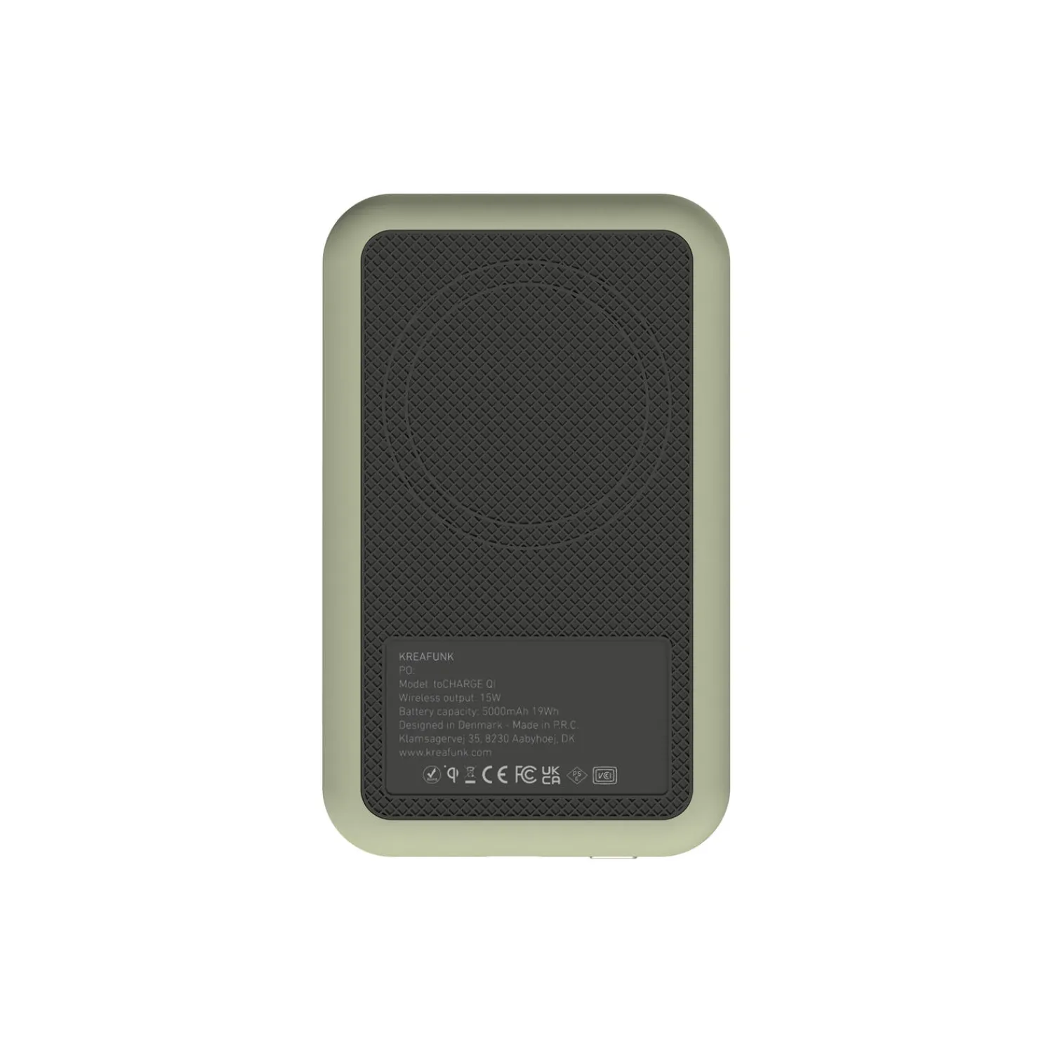 Kreafunk Opladere<toCHARGE Qi trådløs powerbank dusty olive