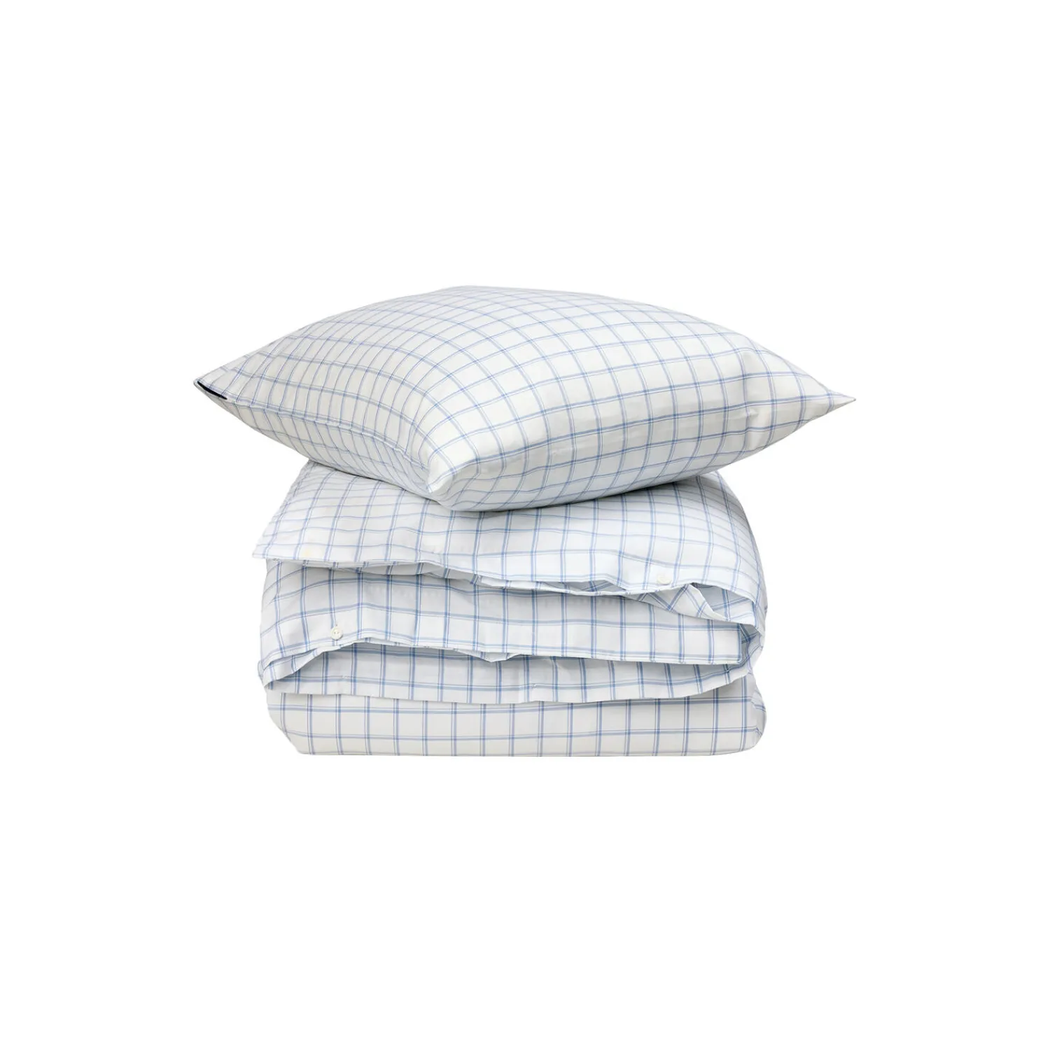 Lexington Sengetøj<White/Blue Check Lyocell/Cotton Oxford Bed Set, white/blue