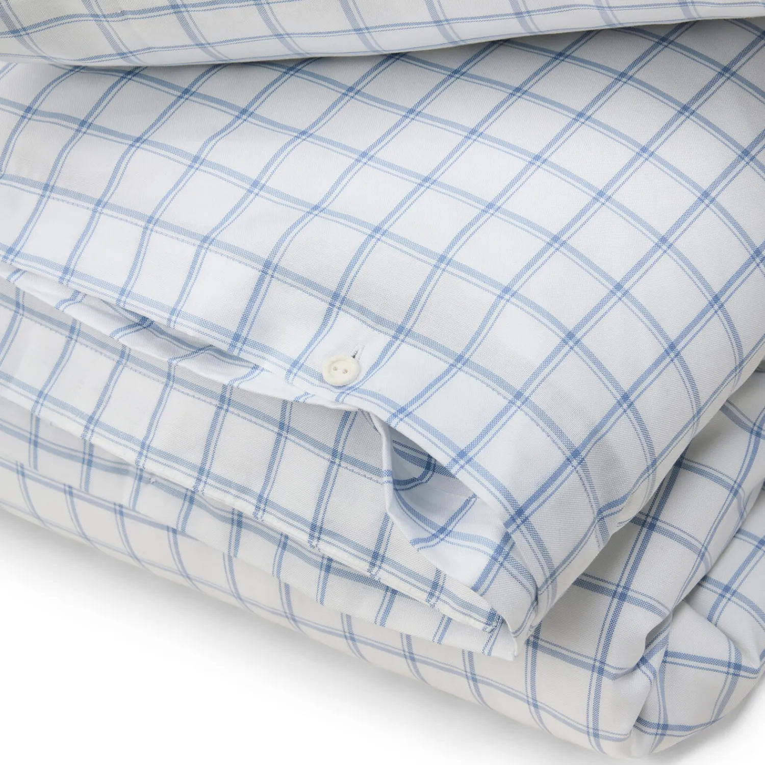 Lexington Sengetøj<White/Blue Check Lyocell/Cotton Oxford Bed Set, white/blue