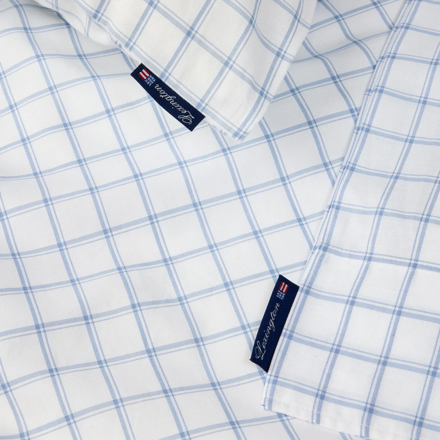 Lexington Sengetøj<White/Blue Check Lyocell/Cotton Oxford Bed Set, white/blue